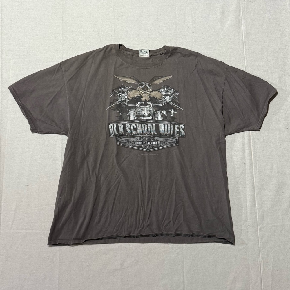 Vintage Harley Davidson Old School Rules Looney Tunes Cancun Shirt